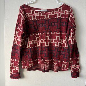 Denim & Supply Ralph Lauren Red Patterned Sweater - Size Small